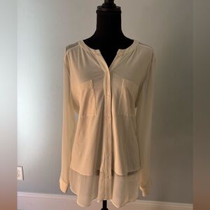 Ann Taylor Cream Button-Down Shirt